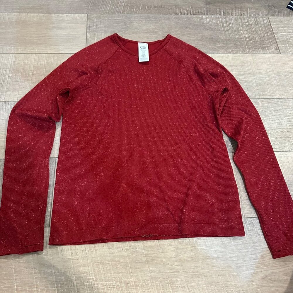 ATHLETA GIRL RED LONG SLEEVE SHIRT XXL 16
